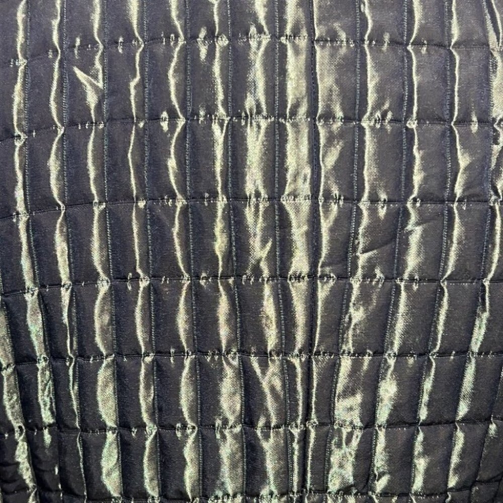 ZARA Woman Metallic Green Quilted Double Breasted Tied Trench Coat Size Medium - Picture 9 of 16